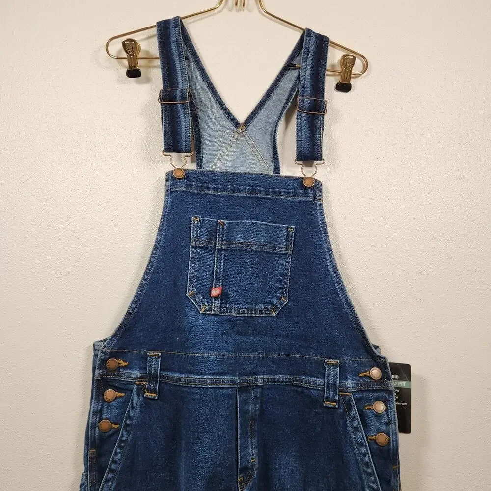 NWT Dickies Overalls Boyfriend Fit Pants Jeans Denim Medium Womens